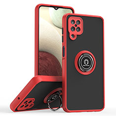 Silikon Hülle Handyhülle und Kunststoff Schutzhülle Hartschalen Tasche mit Magnetisch Fingerring Ständer QW2 für Samsung Galaxy M12 Rot