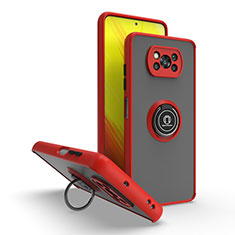 Silikon Hülle Handyhülle und Kunststoff Schutzhülle Hartschalen Tasche mit Magnetisch Fingerring Ständer QW2 für Xiaomi Poco X3 Rot