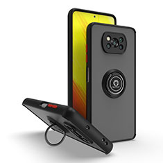 Silikon Hülle Handyhülle und Kunststoff Schutzhülle Hartschalen Tasche mit Magnetisch Fingerring Ständer QW2 für Xiaomi Poco X3 Rot und Schwarz