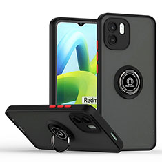 Silikon Hülle Handyhülle und Kunststoff Schutzhülle Hartschalen Tasche mit Magnetisch Fingerring Ständer QW2 für Xiaomi Redmi A1 Rot und Schwarz