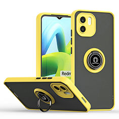 Silikon Hülle Handyhülle und Kunststoff Schutzhülle Hartschalen Tasche mit Magnetisch Fingerring Ständer QW2 für Xiaomi Redmi A2 Plus Gelb