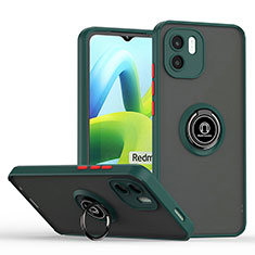 Silikon Hülle Handyhülle und Kunststoff Schutzhülle Hartschalen Tasche mit Magnetisch Fingerring Ständer QW2 für Xiaomi Redmi A2 Plus Nachtgrün