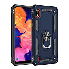 Silikon Hülle Handyhülle und Kunststoff Schutzhülle Hartschalen Tasche mit Magnetisch Fingerring Ständer QW3 für Samsung Galaxy A10 Blau