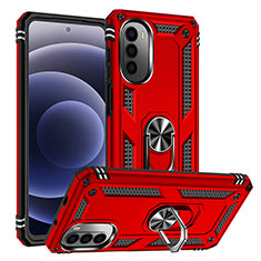 Silikon Hülle Handyhülle und Kunststoff Schutzhülle Hartschalen Tasche mit Magnetisch Fingerring Ständer S01 für Motorola MOTO G52 Rot