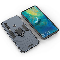 Silikon Hülle Handyhülle und Kunststoff Schutzhülle Hartschalen Tasche mit Magnetisch Fingerring Ständer S01 für Samsung Galaxy A9 (2018) A920 Blau