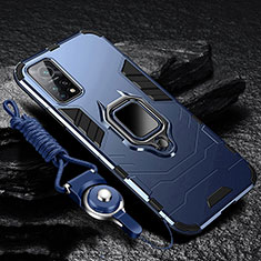 Silikon Hülle Handyhülle und Kunststoff Schutzhülle Hartschalen Tasche mit Magnetisch Fingerring Ständer S01 für Xiaomi Mi 10T 5G Blau
