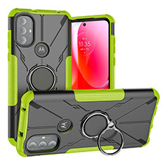 Silikon Hülle Handyhülle und Kunststoff Schutzhülle Hartschalen Tasche mit Magnetisch Fingerring Ständer S02 für Motorola Moto G Power (2022) Grün