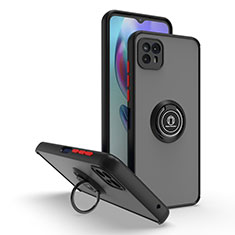 Silikon Hülle Handyhülle und Kunststoff Schutzhülle Hartschalen Tasche mit Magnetisch Fingerring Ständer S02 für Motorola Moto G50 5G Rot und Schwarz