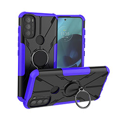 Silikon Hülle Handyhülle und Kunststoff Schutzhülle Hartschalen Tasche mit Magnetisch Fingerring Ständer S02 für Motorola Moto G71 5G Violett