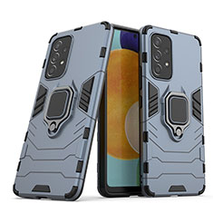 Silikon Hülle Handyhülle und Kunststoff Schutzhülle Hartschalen Tasche mit Magnetisch Fingerring Ständer S02 für Samsung Galaxy A53 5G Blau