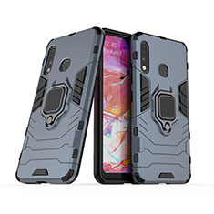 Silikon Hülle Handyhülle und Kunststoff Schutzhülle Hartschalen Tasche mit Magnetisch Fingerring Ständer S02 für Samsung Galaxy A70E Blau