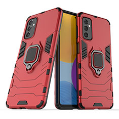 Silikon Hülle Handyhülle und Kunststoff Schutzhülle Hartschalen Tasche mit Magnetisch Fingerring Ständer S02 für Samsung Galaxy M52 5G Rot