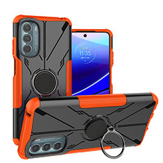 Silikon Hülle Handyhülle und Kunststoff Schutzhülle Hartschalen Tasche mit Magnetisch Fingerring Ständer S03 für Motorola Moto G Stylus (2022) 4G Orange