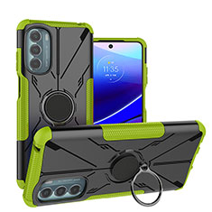 Silikon Hülle Handyhülle und Kunststoff Schutzhülle Hartschalen Tasche mit Magnetisch Fingerring Ständer S03 für Motorola Moto G Stylus (2022) 5G Grün