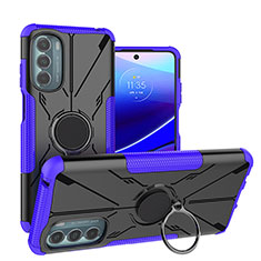 Silikon Hülle Handyhülle und Kunststoff Schutzhülle Hartschalen Tasche mit Magnetisch Fingerring Ständer S03 für Motorola Moto G Stylus (2022) 5G Violett