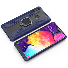 Silikon Hülle Handyhülle und Kunststoff Schutzhülle Hartschalen Tasche mit Magnetisch Fingerring Ständer S03 für Samsung Galaxy M10S Blau
