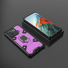 Silikon Hülle Handyhülle und Kunststoff Schutzhülle Hartschalen Tasche mit Magnetisch Fingerring Ständer S03 für Xiaomi Mi 11 Pro 5G Violett