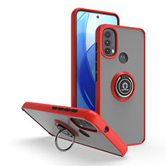 Silikon Hülle Handyhülle und Kunststoff Schutzhülle Hartschalen Tasche mit Magnetisch Fingerring Ständer S04 für Motorola Moto E40 Rot