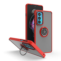 Silikon Hülle Handyhülle und Kunststoff Schutzhülle Hartschalen Tasche mit Magnetisch Fingerring Ständer S04 für Motorola Moto Edge 20 5G Rot