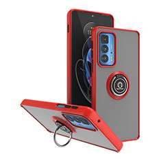 Silikon Hülle Handyhülle und Kunststoff Schutzhülle Hartschalen Tasche mit Magnetisch Fingerring Ständer S04 für Motorola Moto Edge 20 Pro 5G Rot