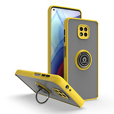 Silikon Hülle Handyhülle und Kunststoff Schutzhülle Hartschalen Tasche mit Magnetisch Fingerring Ständer S04 für Motorola Moto G Power (2021) Gelb