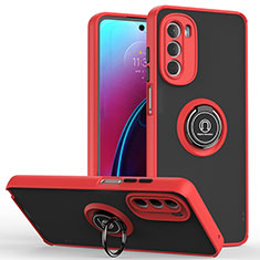 Silikon Hülle Handyhülle und Kunststoff Schutzhülle Hartschalen Tasche mit Magnetisch Fingerring Ständer S04 für Motorola Moto G Stylus (2022) 5G Rot