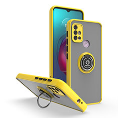Silikon Hülle Handyhülle und Kunststoff Schutzhülle Hartschalen Tasche mit Magnetisch Fingerring Ständer S04 für Motorola Moto G10 Gelb