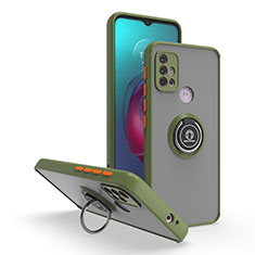 Silikon Hülle Handyhülle und Kunststoff Schutzhülle Hartschalen Tasche mit Magnetisch Fingerring Ständer S04 für Motorola Moto G10 Grün