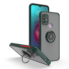 Silikon Hülle Handyhülle und Kunststoff Schutzhülle Hartschalen Tasche mit Magnetisch Fingerring Ständer S04 für Motorola Moto G10 Nachtgrün
