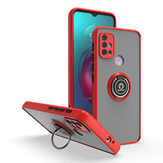 Silikon Hülle Handyhülle und Kunststoff Schutzhülle Hartschalen Tasche mit Magnetisch Fingerring Ständer S04 für Motorola Moto G30 Rot