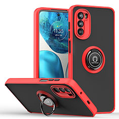 Silikon Hülle Handyhülle und Kunststoff Schutzhülle Hartschalen Tasche mit Magnetisch Fingerring Ständer S04 für Motorola Moto G71s 5G Rot
