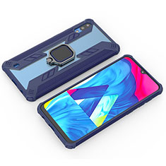 Silikon Hülle Handyhülle und Kunststoff Schutzhülle Hartschalen Tasche mit Magnetisch Fingerring Ständer S04 für Samsung Galaxy M10 Blau