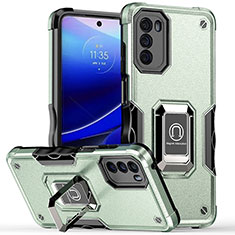 Silikon Hülle Handyhülle und Kunststoff Schutzhülle Hartschalen Tasche mit Magnetisch Fingerring Ständer S05 für Motorola Moto G 5G (2022) Grün