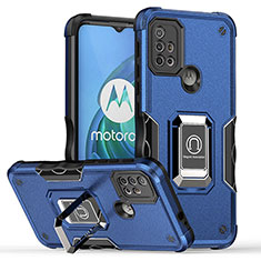 Silikon Hülle Handyhülle und Kunststoff Schutzhülle Hartschalen Tasche mit Magnetisch Fingerring Ständer S05 für Motorola Moto G10 Power Blau