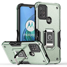 Silikon Hülle Handyhülle und Kunststoff Schutzhülle Hartschalen Tasche mit Magnetisch Fingerring Ständer S05 für Motorola Moto G10 Power Grün
