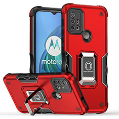 Silikon Hülle Handyhülle und Kunststoff Schutzhülle Hartschalen Tasche mit Magnetisch Fingerring Ständer S05 für Motorola Moto G10 Power Rot