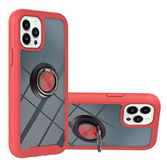 Silikon Hülle Handyhülle und Kunststoff Schutzhülle Hartschalen Tasche mit Magnetisch Fingerring Ständer YB1 für Apple iPhone 13 Pro Rot