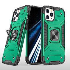 Silikon Hülle Handyhülle und Kunststoff Schutzhülle Hartschalen Tasche mit Magnetisch Fingerring Ständer YF1 für Apple iPhone 13 Pro Grün