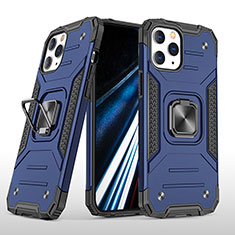 Silikon Hülle Handyhülle und Kunststoff Schutzhülle Hartschalen Tasche mit Magnetisch Fingerring Ständer YF1 für Apple iPhone 13 Pro Max Blau
