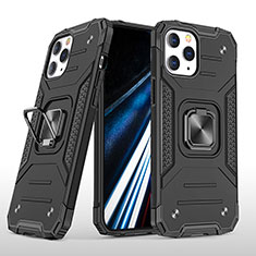Silikon Hülle Handyhülle und Kunststoff Schutzhülle Hartschalen Tasche mit Magnetisch Fingerring Ständer YF1 für Apple iPhone 13 Pro Schwarz