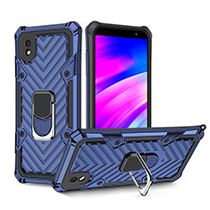 Silikon Hülle Handyhülle und Kunststoff Schutzhülle Hartschalen Tasche mit Magnetisch Fingerring Ständer YF1 für Samsung Galaxy A01 Core Blau