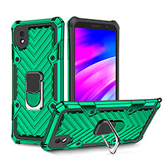 Silikon Hülle Handyhülle und Kunststoff Schutzhülle Hartschalen Tasche mit Magnetisch Fingerring Ständer YF1 für Samsung Galaxy M01 Core Grün