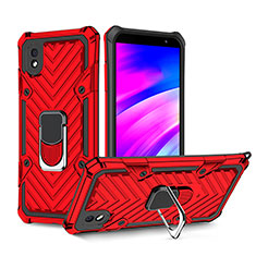 Silikon Hülle Handyhülle und Kunststoff Schutzhülle Hartschalen Tasche mit Magnetisch Fingerring Ständer YF1 für Samsung Galaxy M01 Core Rot