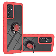 Silikon Hülle Handyhülle und Kunststoff Schutzhülle Hartschalen Tasche mit Magnetisch Fingerring Ständer ZJ1 für Samsung Galaxy A25 5G Rot