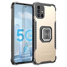 Silikon Hülle Handyhülle und Kunststoff Schutzhülle Hartschalen Tasche mit Magnetisch Fingerring Ständer ZJ2 für Samsung Galaxy A51 4G Gold