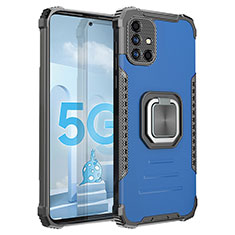 Silikon Hülle Handyhülle und Kunststoff Schutzhülle Hartschalen Tasche mit Magnetisch Fingerring Ständer ZJ2 für Samsung Galaxy M40S Blau