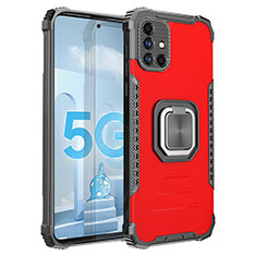 Silikon Hülle Handyhülle und Kunststoff Schutzhülle Hartschalen Tasche mit Magnetisch Fingerring Ständer ZJ2 für Samsung Galaxy M40S Rot