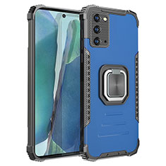 Silikon Hülle Handyhülle und Kunststoff Schutzhülle Hartschalen Tasche mit Magnetisch Fingerring Ständer ZJ2 für Samsung Galaxy Note 20 5G Blau