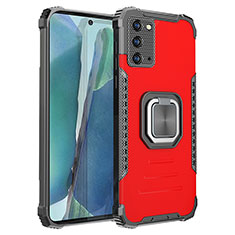 Silikon Hülle Handyhülle und Kunststoff Schutzhülle Hartschalen Tasche mit Magnetisch Fingerring Ständer ZJ2 für Samsung Galaxy Note 20 5G Rot