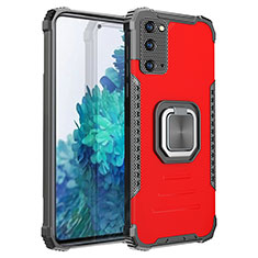 Silikon Hülle Handyhülle und Kunststoff Schutzhülle Hartschalen Tasche mit Magnetisch Fingerring Ständer ZJ2 für Samsung Galaxy S20 FE (2022) 5G Rot